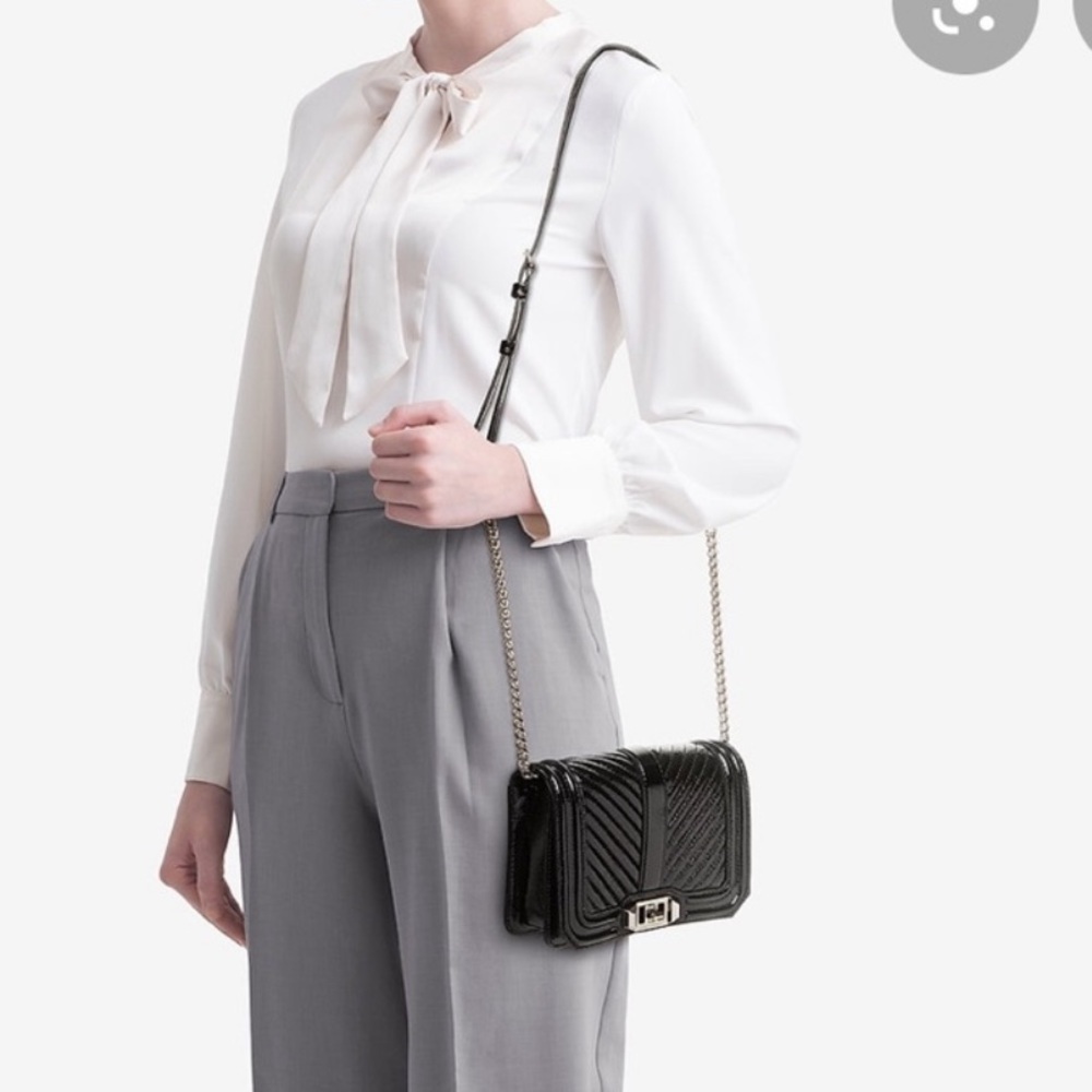 Rebecca Minkoff Cheveron Quilted Love Gray Crossbody Bag - Picture 5 of 5